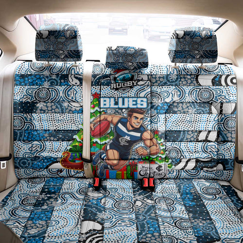 Blues Football Merry Christmas Back Car Seat Cover Indigenous Australian Art