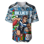 Custom Blues Rugby Merry Christmas Baseball Jersey Indigenous Australian Art