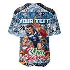 Custom Blues Rugby Merry Christmas Baseball Jersey Indigenous Australian Art