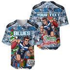 Custom Blues Rugby Merry Christmas Baseball Jersey Indigenous Australian Art