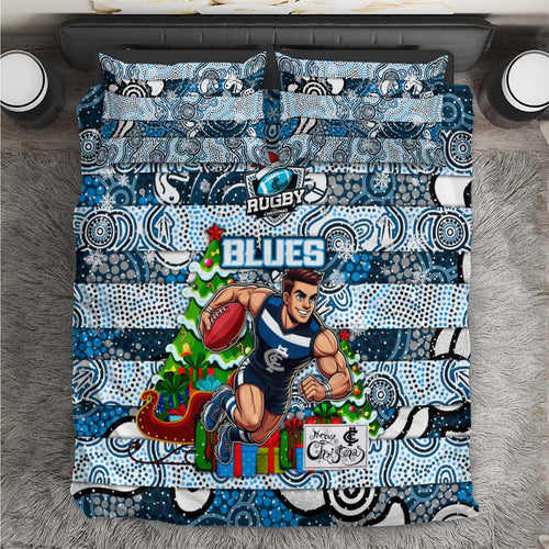 Blues Football Merry Christmas Bedding Set Indigenous Australian Art