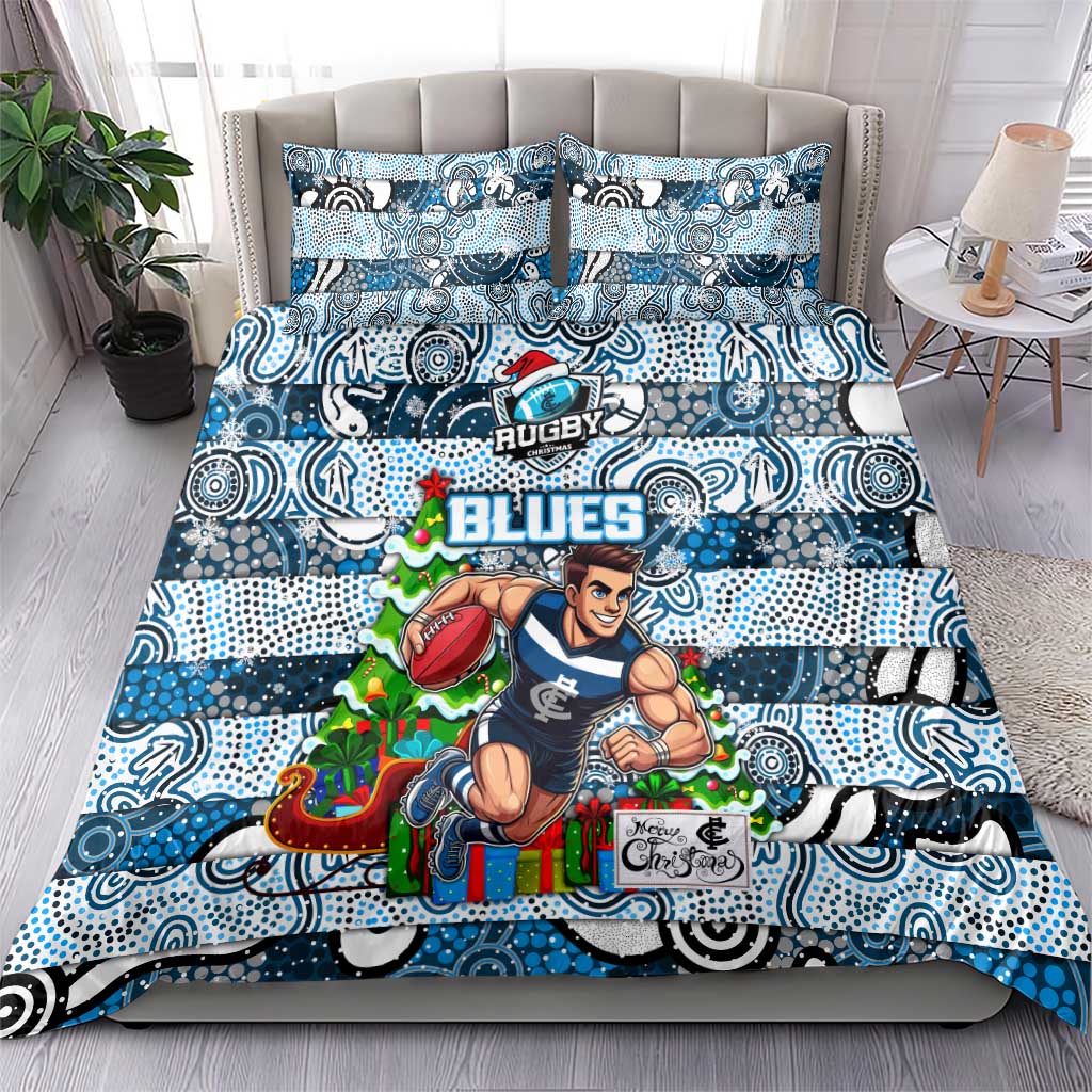 Blues Football Merry Christmas Bedding Set Indigenous Australian Art