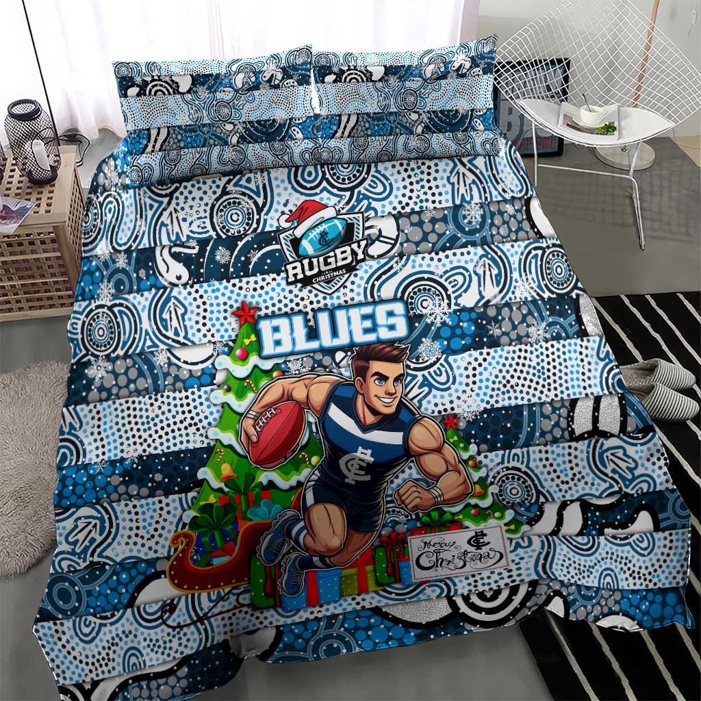 Blues Football Merry Christmas Bedding Set Indigenous Australian Art