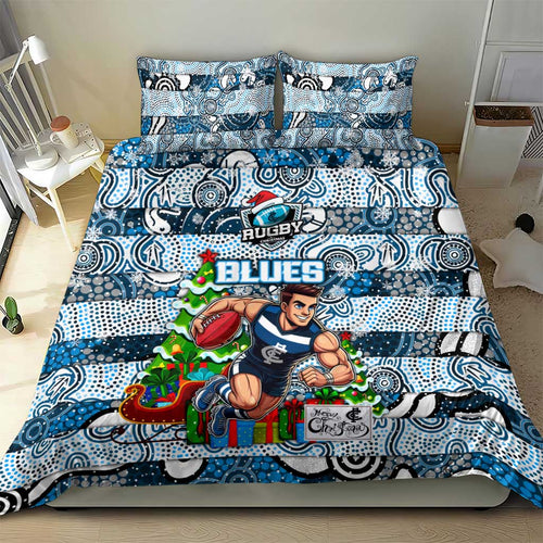 Blues Football Merry Christmas Bedding Set Indigenous Australian Art
