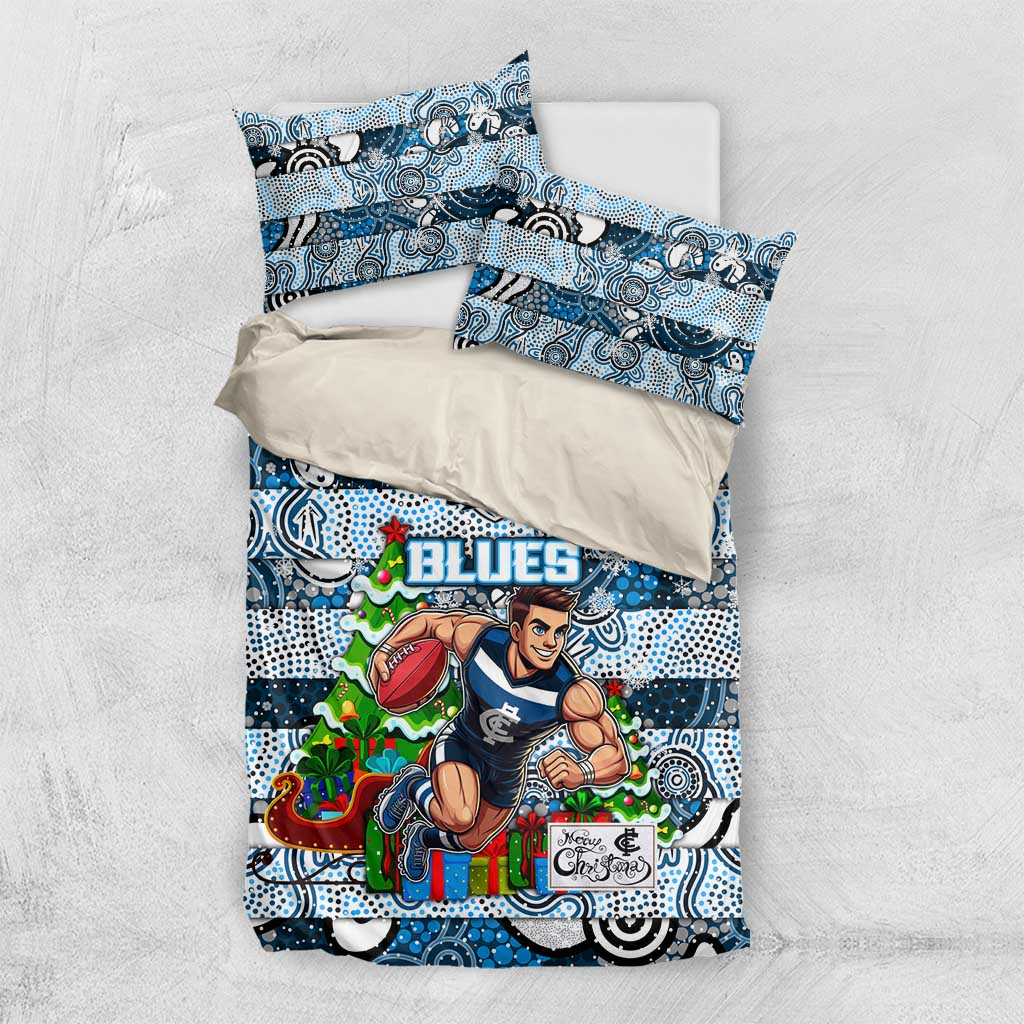 Blues Football Merry Christmas Bedding Set Indigenous Australian Art