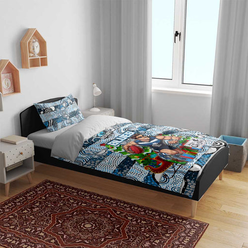 Blues Football Merry Christmas Bedding Set Indigenous Australian Art