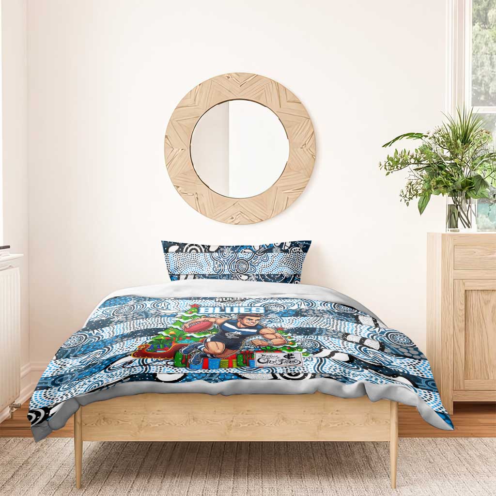 Blues Football Merry Christmas Bedding Set Indigenous Australian Art