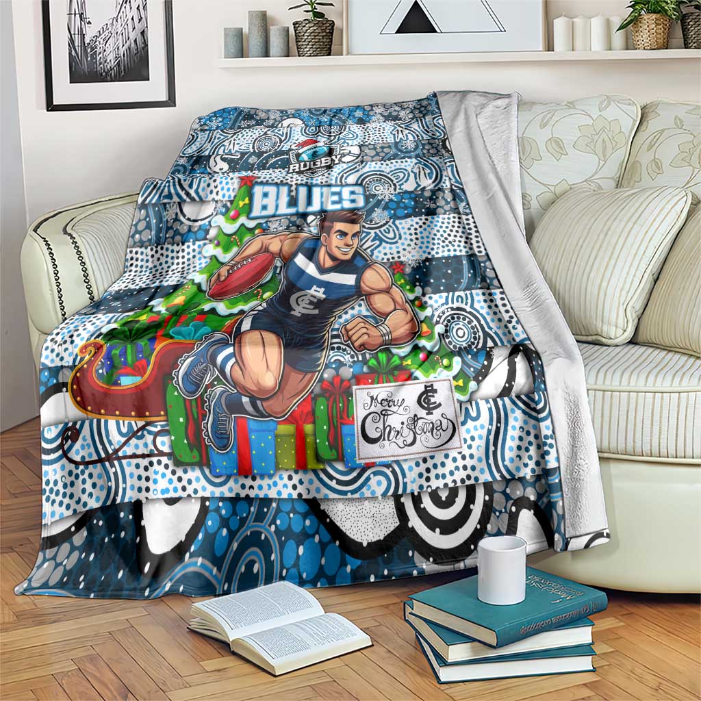 Blues Football Merry Christmas Blanket Indigenous Australian Art