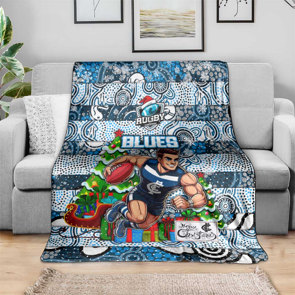 Blues Football Merry Christmas Blanket Indigenous Australian Art
