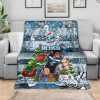 Blues Football Merry Christmas Blanket Indigenous Australian Art