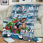 Blues Football Merry Christmas Blanket Indigenous Australian Art