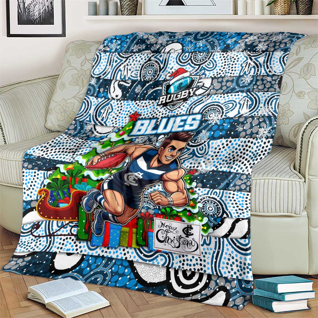 Blues Football Merry Christmas Blanket Indigenous Australian Art