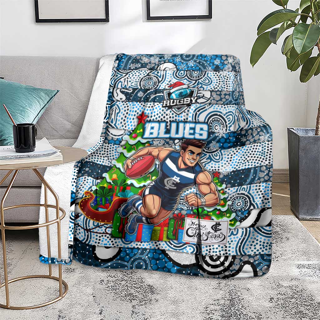 Blues Football Merry Christmas Blanket Indigenous Australian Art