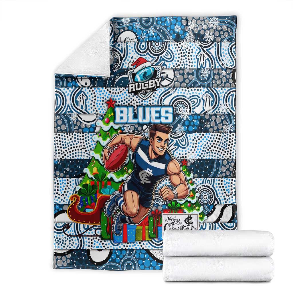 Blues Football Merry Christmas Blanket Indigenous Australian Art