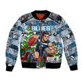 Custom Blues Rugby Merry Christmas Bomber Jacket Indigenous Australian Art