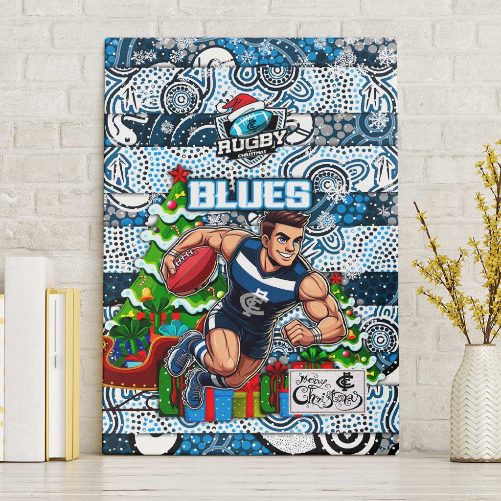 Blues Football Merry Christmas Canvas Wall Art Indigenous Australian Art
