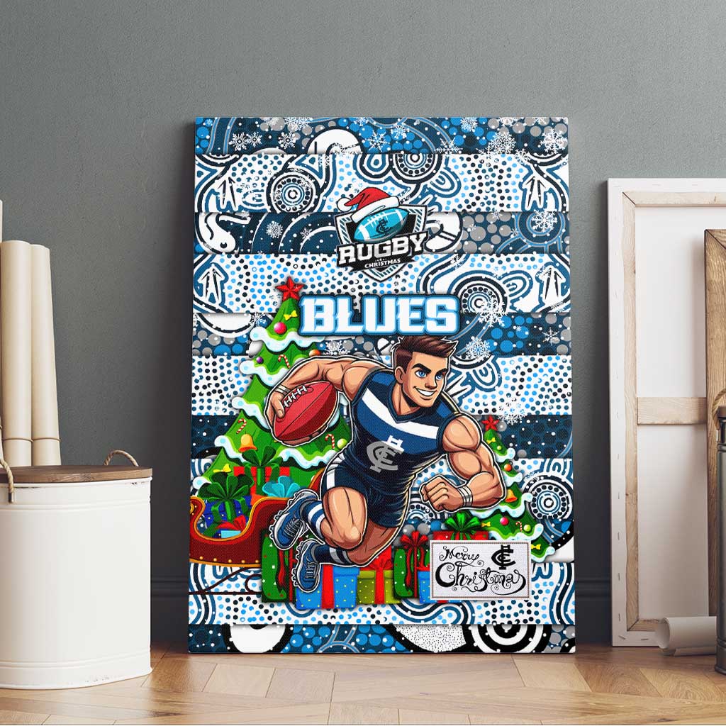 Blues Football Merry Christmas Canvas Wall Art Indigenous Australian Art
