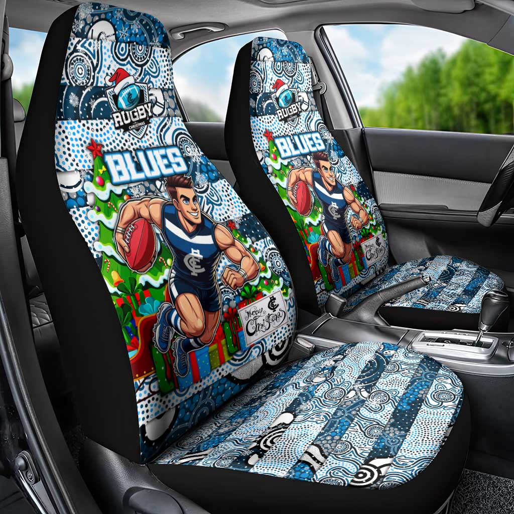 Blues Football Merry Christmas Car Seat Cover Indigenous Australian Art