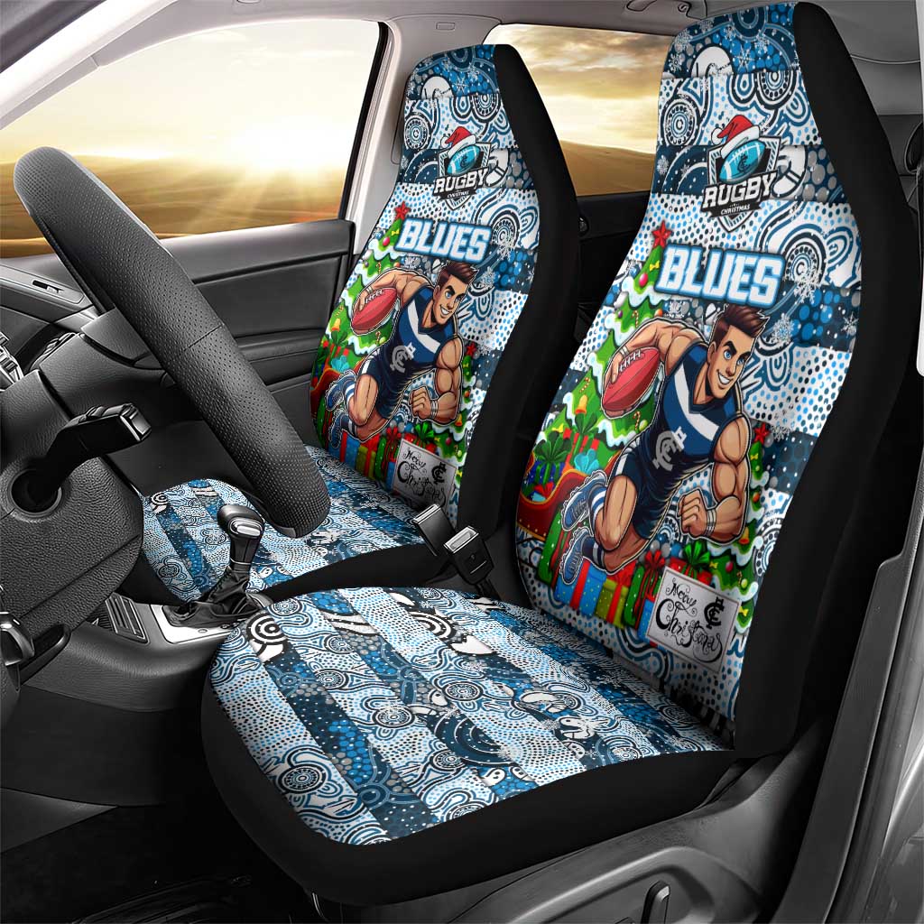 Blues Football Merry Christmas Car Seat Cover Indigenous Australian Art