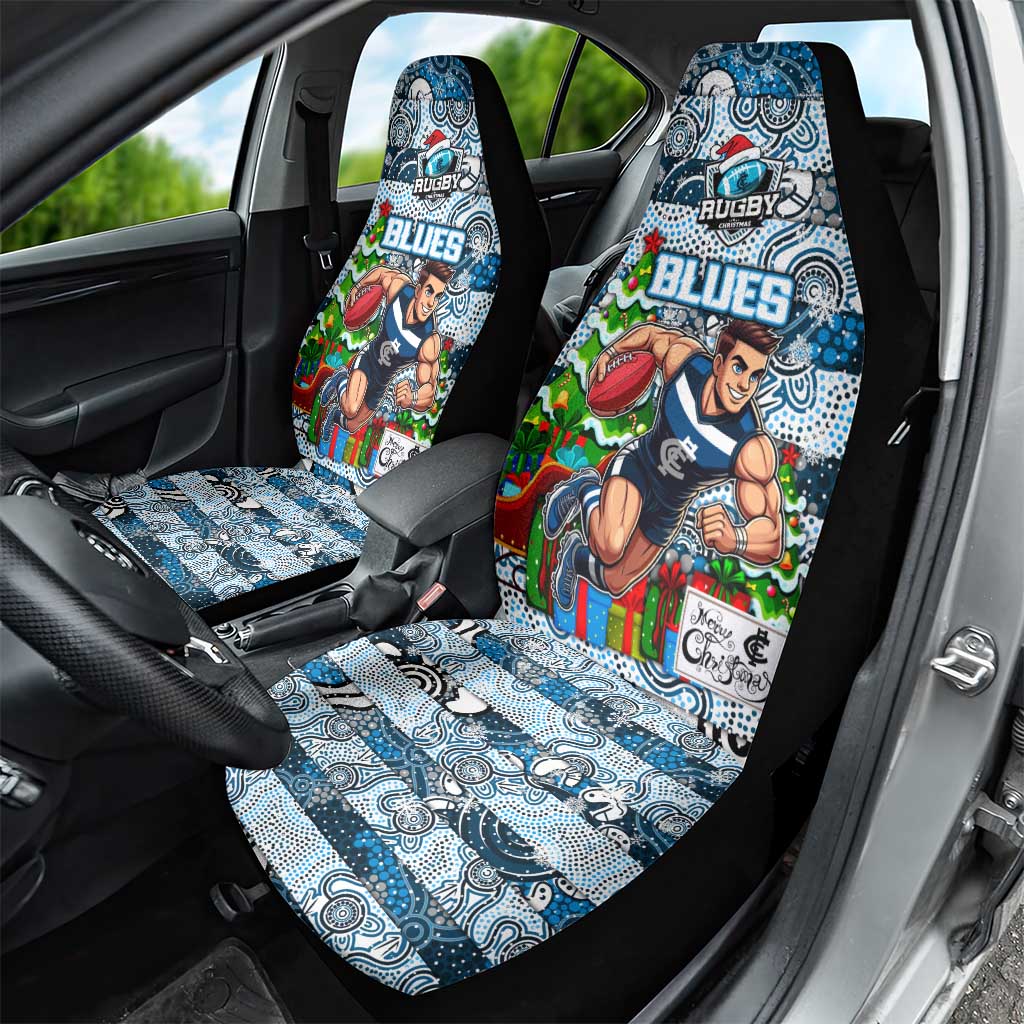 Blues Football Merry Christmas Car Seat Cover Indigenous Australian Art
