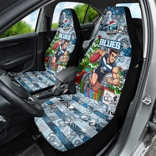 Blues Football Merry Christmas Car Seat Cover Indigenous Australian Art