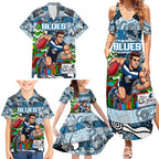 Custom Blues Rugby Merry Christmas Family Matching Summer Maxi Dress and Hawaiian Shirt Indigenous Australian Art