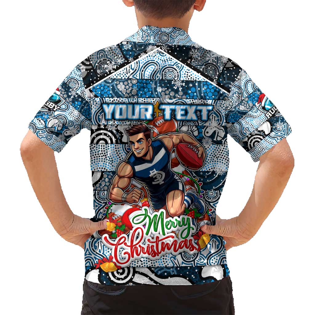 Custom Blues Rugby Merry Christmas Family Matching Summer Maxi Dress and Hawaiian Shirt Indigenous Australian Art