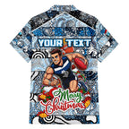 Custom Blues Rugby Merry Christmas Family Matching Tank Maxi Dress and Hawaiian Shirt Indigenous Australian Art