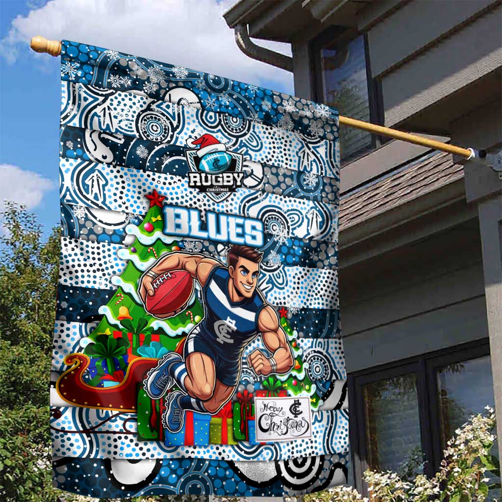 Blues Football Merry Christmas Garden Flag Indigenous Australian Art
