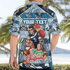 Custom Blues Rugby Merry Christmas Hawaiian Shirt Indigenous Australian Art