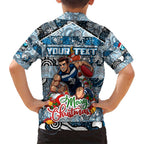 Custom Blues Rugby Merry Christmas Hawaiian Shirt Indigenous Australian Art