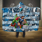 Blues Football Merry Christmas Hooded Blanket Indigenous Australian Art