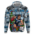 Custom Blues Rugby Merry Christmas Hoodie Indigenous Australian Art