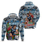 Custom Blues Rugby Merry Christmas Hoodie Indigenous Australian Art