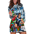 Custom Blues Rugby Merry Christmas Hoodie Dress Indigenous Australian Art