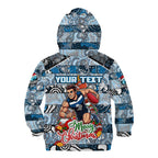 Custom Blues Rugby Merry Christmas Kid Hoodie Indigenous Australian Art