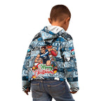 Custom Blues Rugby Merry Christmas Kid Hoodie Indigenous Australian Art