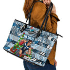 Blues Football Merry Christmas Leather Tote Bag Indigenous Australian Art