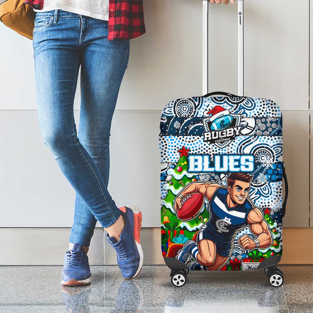 Blues Football Merry Christmas Luggage Cover Indigenous Australian Art