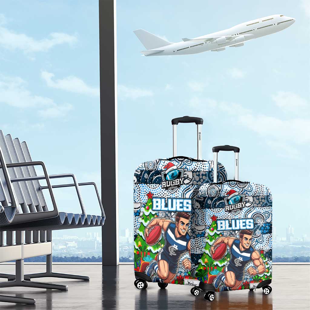 Blues Football Merry Christmas Luggage Cover Indigenous Australian Art