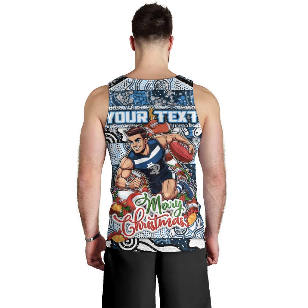 Custom Blues Rugby Merry Christmas Men Tank Top Indigenous Australian Art