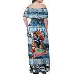 Custom Blues Rugby Merry Christmas Off Shoulder Maxi Dress Indigenous Australian Art