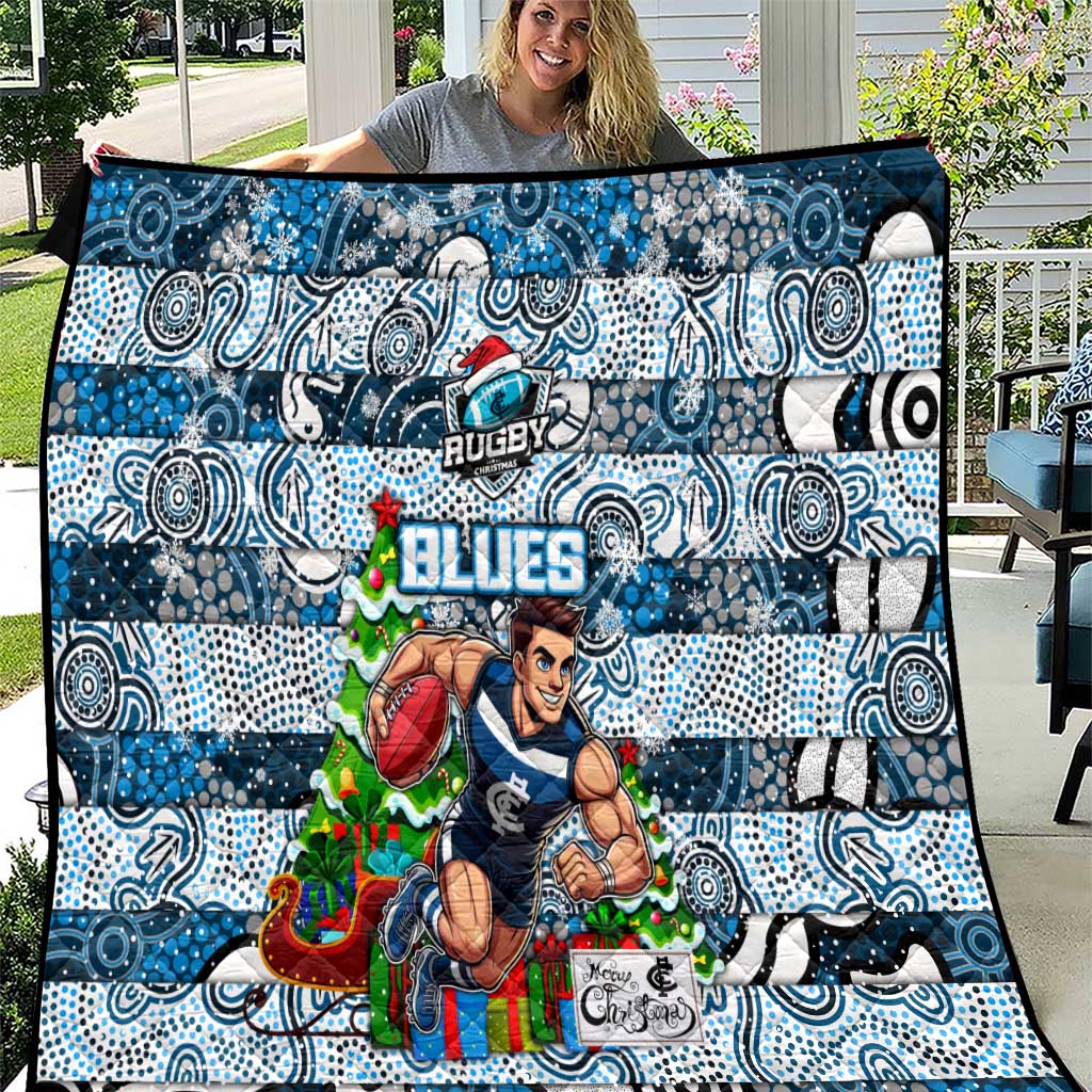 Blues Football Merry Christmas Quilt Indigenous Australian Art