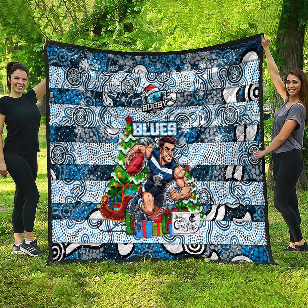 Blues Football Merry Christmas Quilt Indigenous Australian Art
