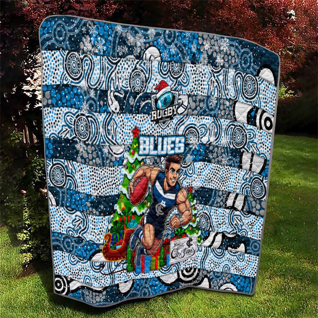 Blues Football Merry Christmas Quilt Indigenous Australian Art