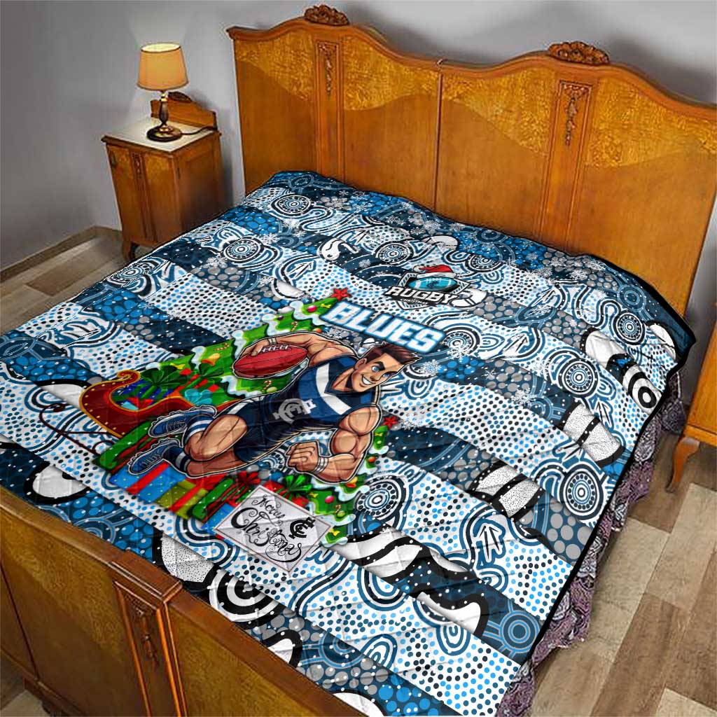 Blues Football Merry Christmas Quilt Indigenous Australian Art