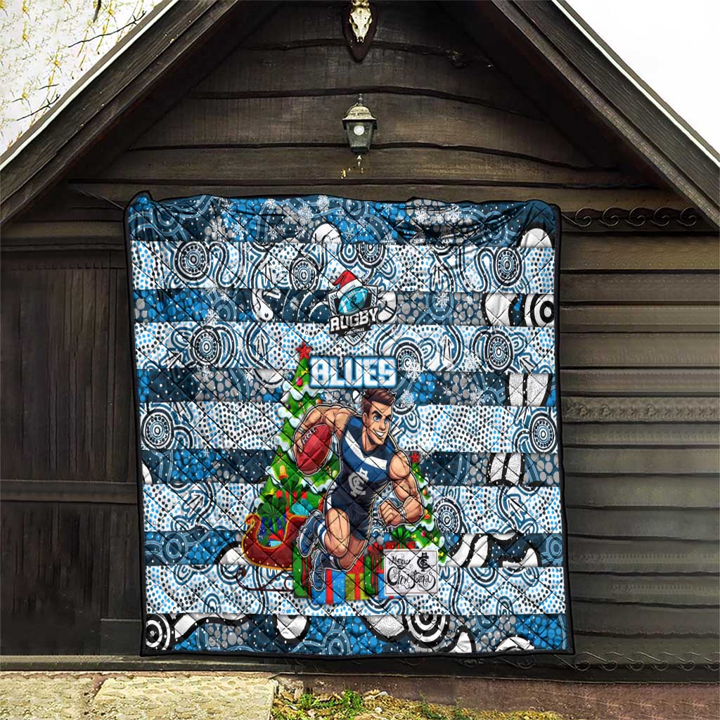 Blues Football Merry Christmas Quilt Indigenous Australian Art