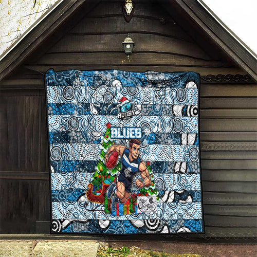 Blues Football Merry Christmas Quilt Indigenous Australian Art