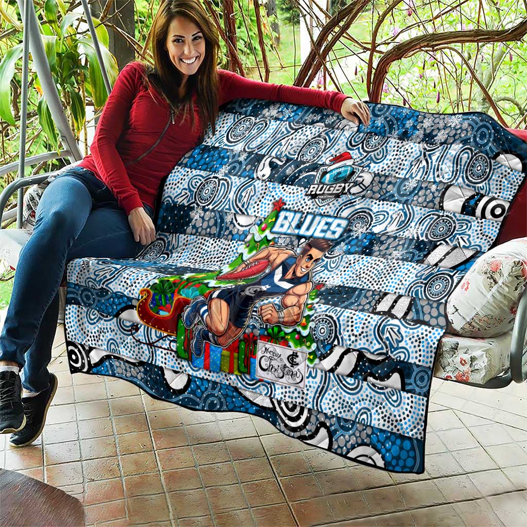 Blues Football Merry Christmas Quilt Indigenous Australian Art