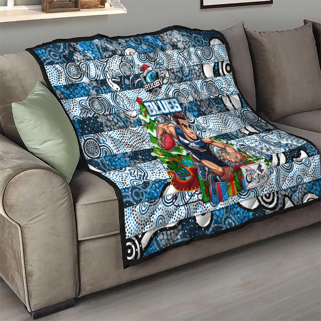 Blues Football Merry Christmas Quilt Indigenous Australian Art